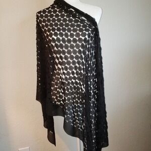 Black Circle Pattern Shawl Wrap Lightweight Evening Occasion